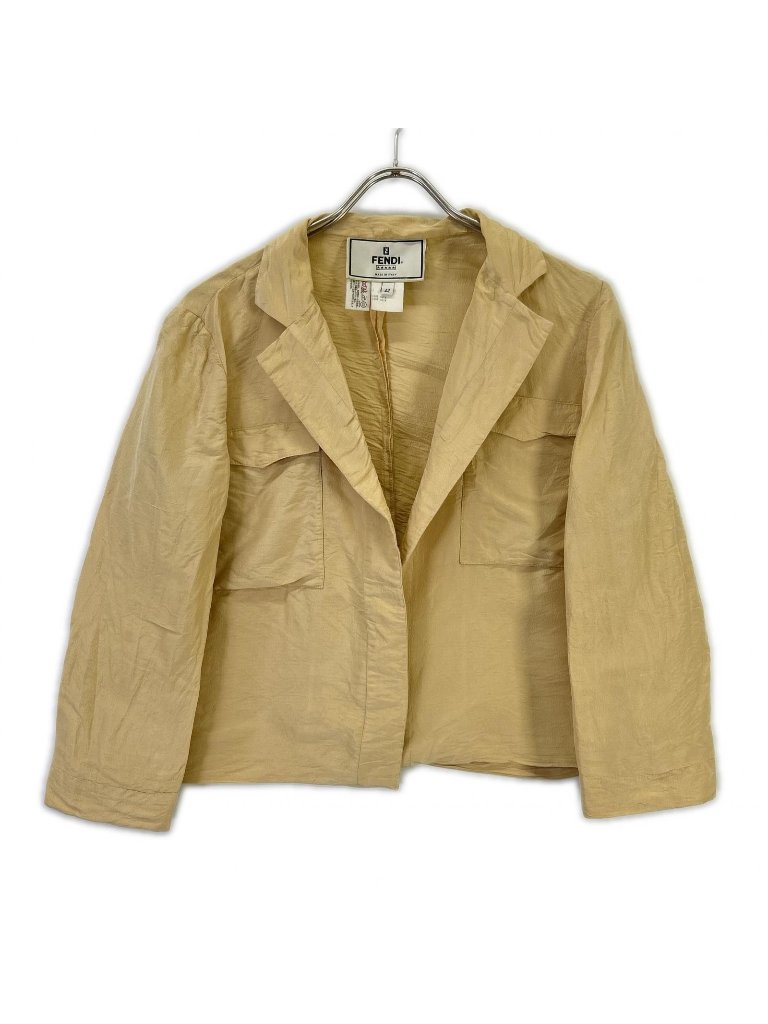 Fendi Beige Silk Buttonless Tailored Jacket 42